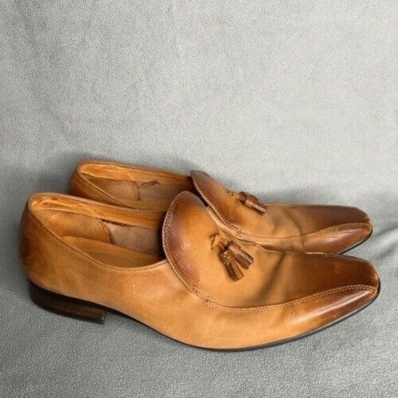 Garrucci Leather‎ Patina Burnished Penny Loafers Dress Shoes Men Size 10 Brown main image 5